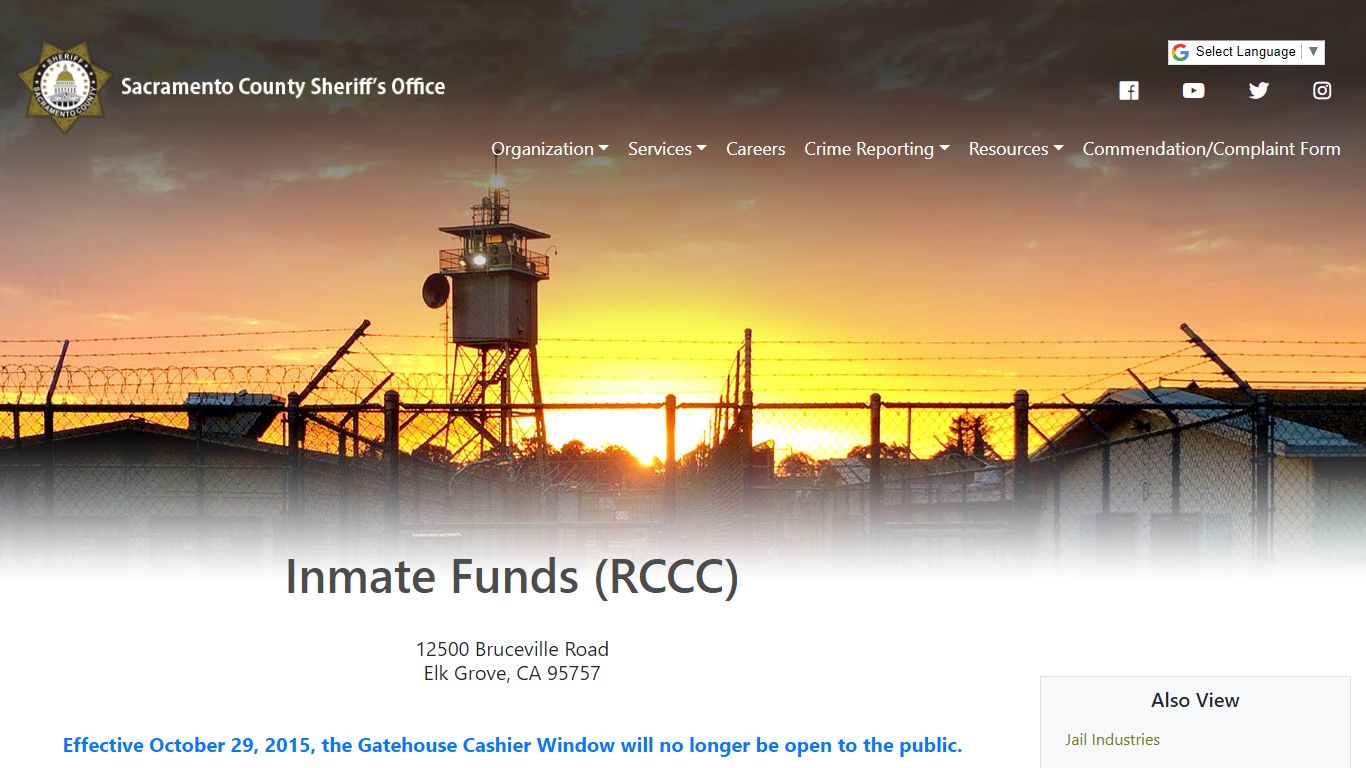 Inmate Funds (RCCC) - Sac Sheriff